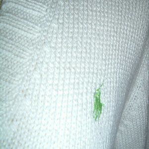 RALPH LAUREN SPORT white PIMA COTTON SWEATER L